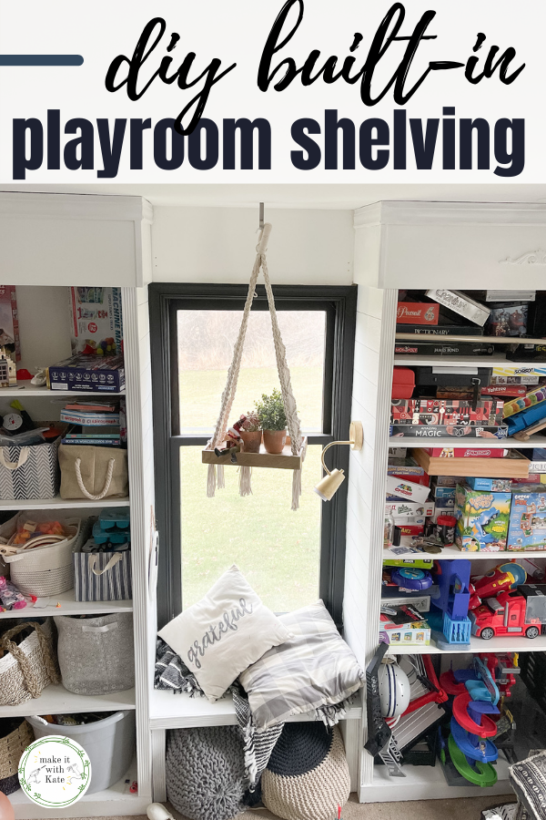 This DIY built in shelving follows a very basic technique for beginner woodworkers to create functional storage.#diywoodworking #diybuiltins #playroomstorage #beginnerwoodworking #buildityou