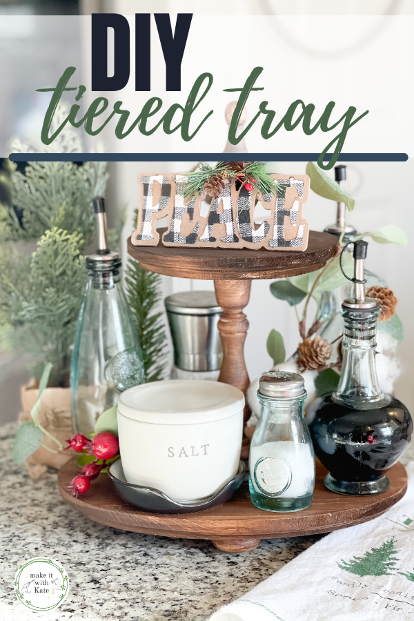 This DIY tiered tray layers and stacks unfinished wood pieces to make a beautiful multi-level tray for seasonal or functional decor! #diydecor #woodworkingforbeginners #diyhomeprojects #tieredtray