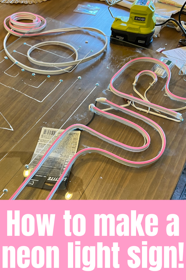 This DIY neon sign is made with neon flex light strip and plexiglass. Check out this tutorial to make your own.