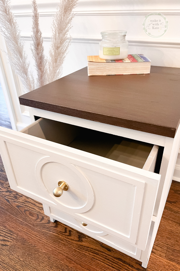 This Ikea Malm hack is so simple. By adding O'verlays to the drawer fronts and a wooden top, this nightstand gets a drastic makeover.