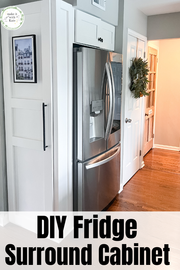 This refrigerator surround cabinet makes this kitchen fridge look built-in, plus it serves as a family command center.